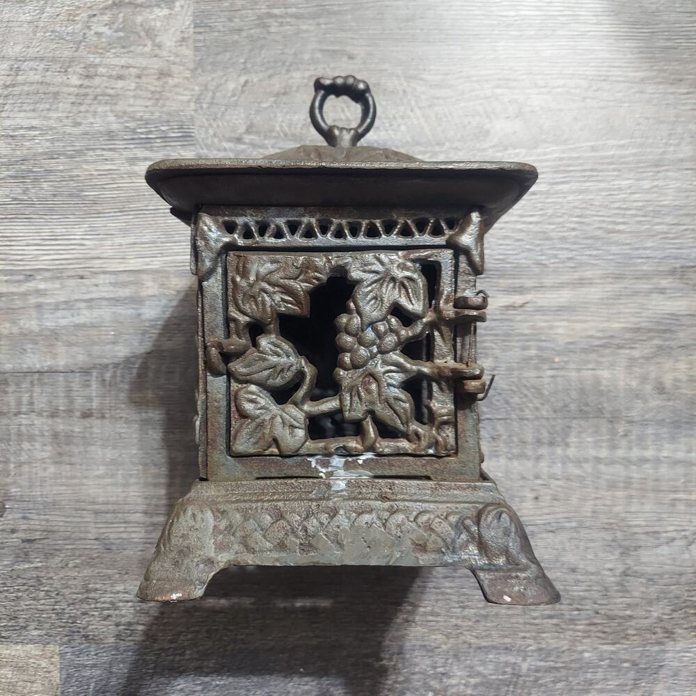 Vintage Cast Iron Grape Vine Motif Lantern Candle Holder